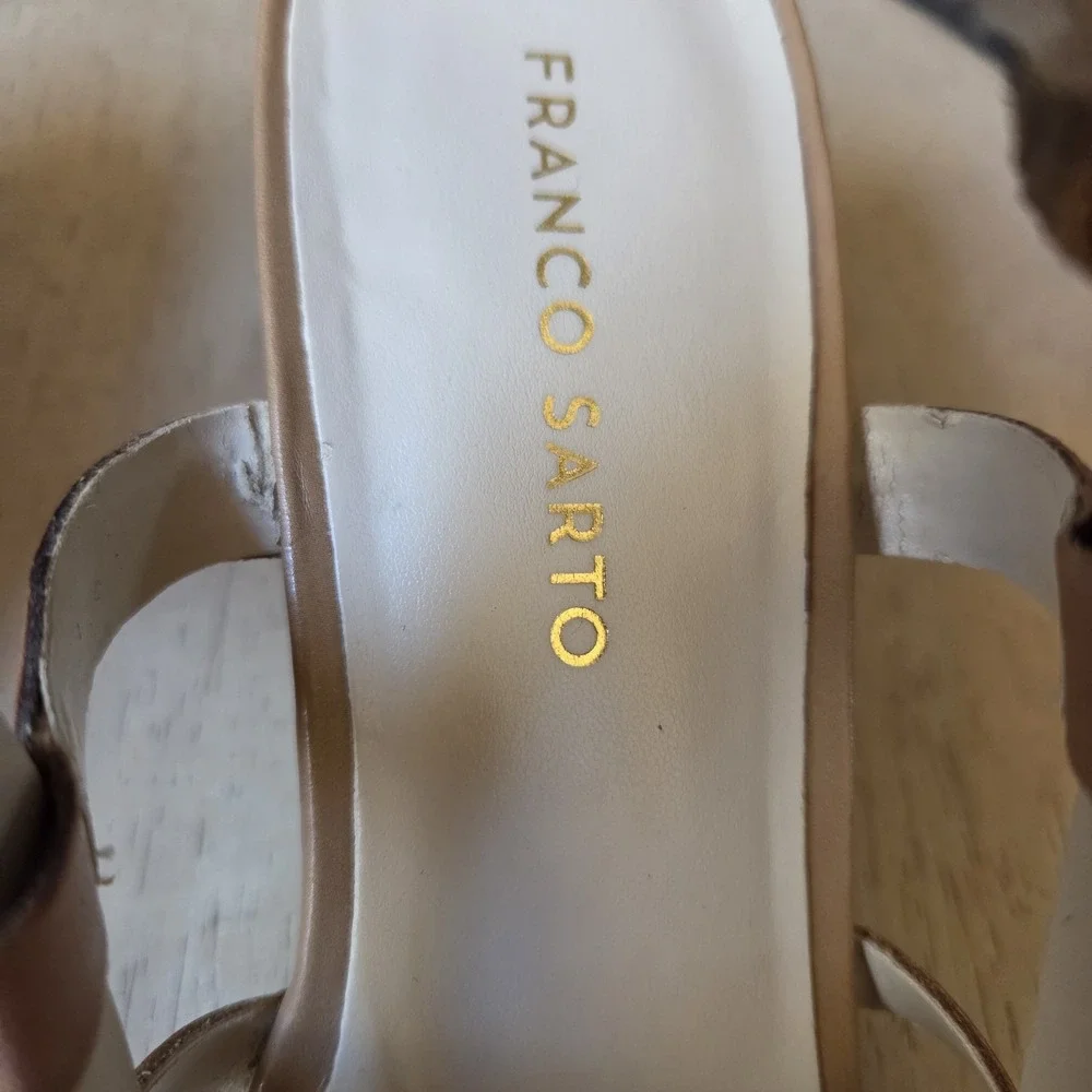 Franco Sarto Women's Trady Sandals 9M Brown Cut Out‎ Wedge Leather Adjustable